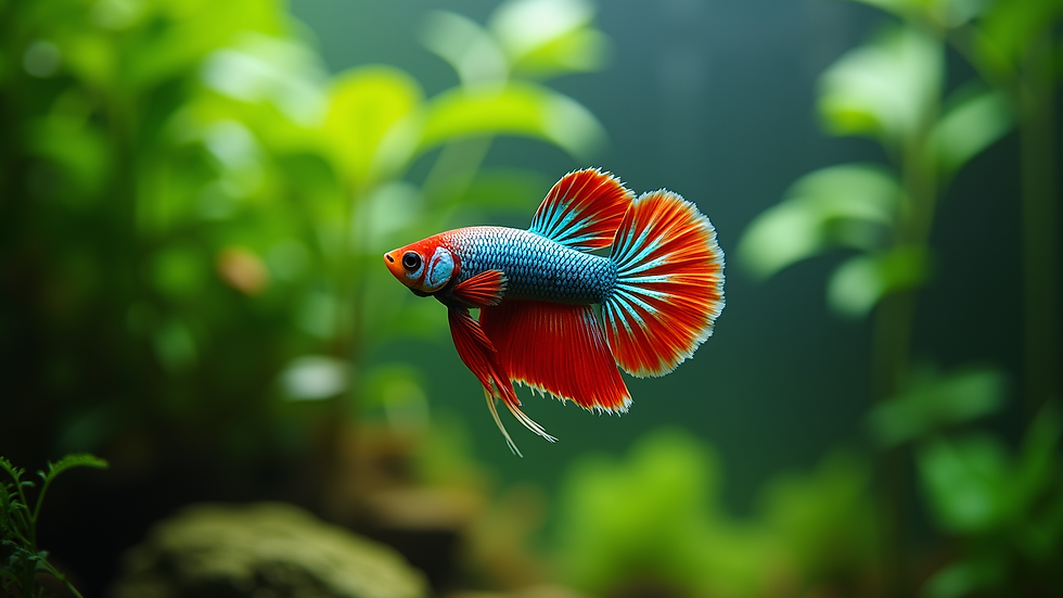 Close-up view of a vibrant Betta fish swimming in a tank