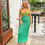 Miniaturbild: Tie Halter Neck Hollow Knitted Sexy Contrast Color Stitching Dress