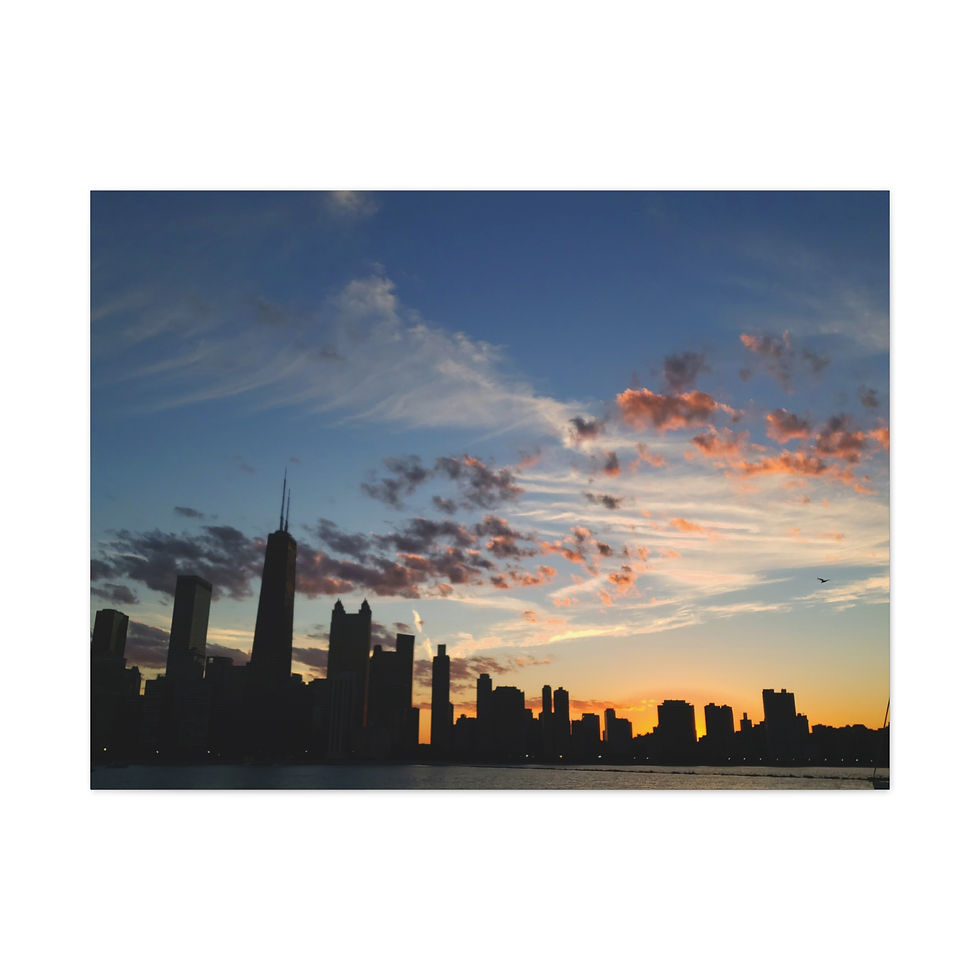 Thumbnail: Chicago Skyline Sunset Matte Canvas Print — Stretched Wall Art