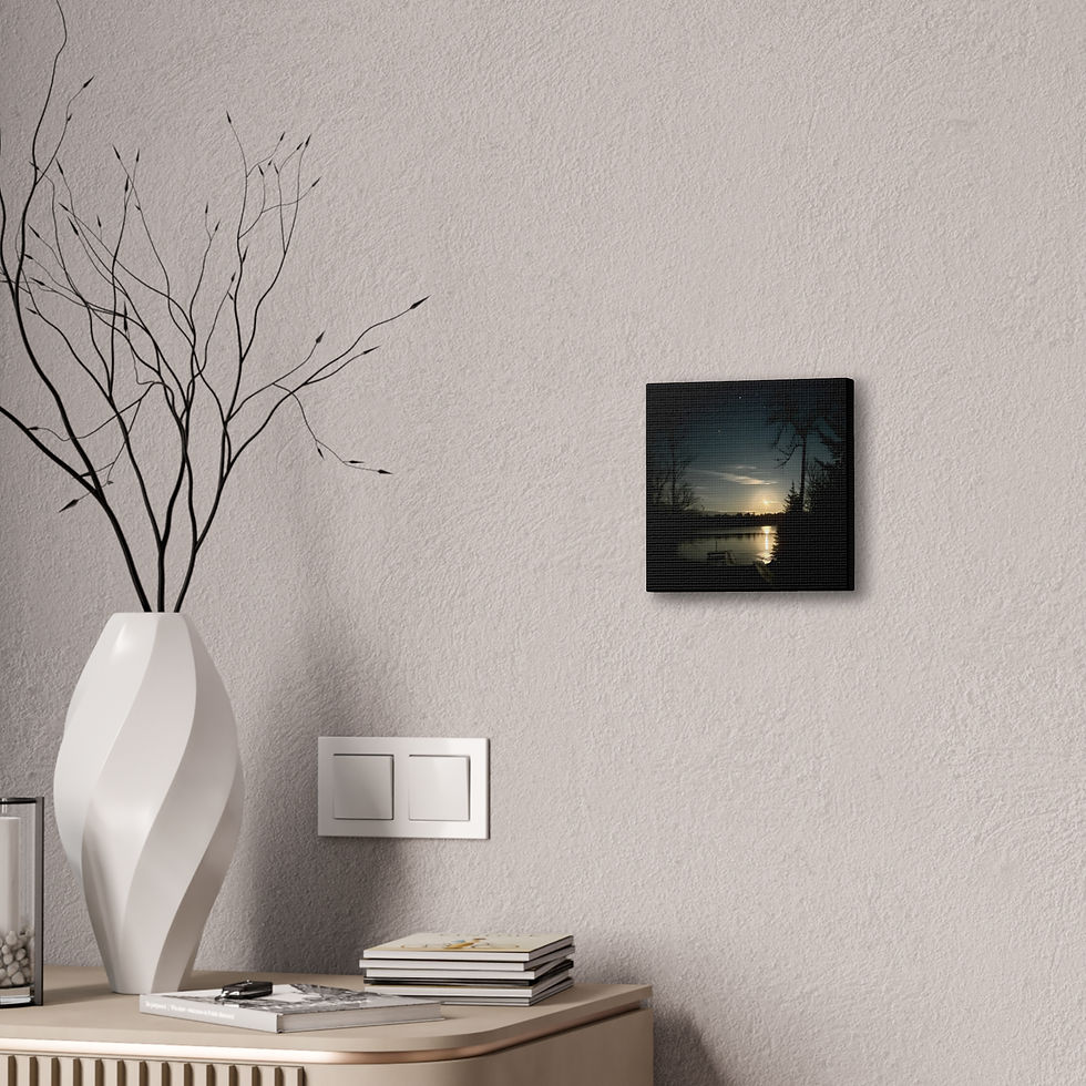 Thumbnail: Moonlit Lake Canvas Print — Nighttime Nature Wall Art