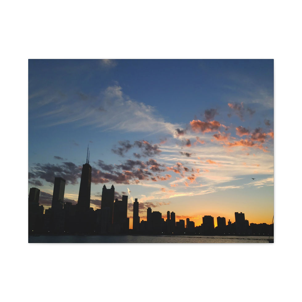 Thumbnail: Chicago Skyline Sunset Matte Canvas Print — Stretched Wall Art