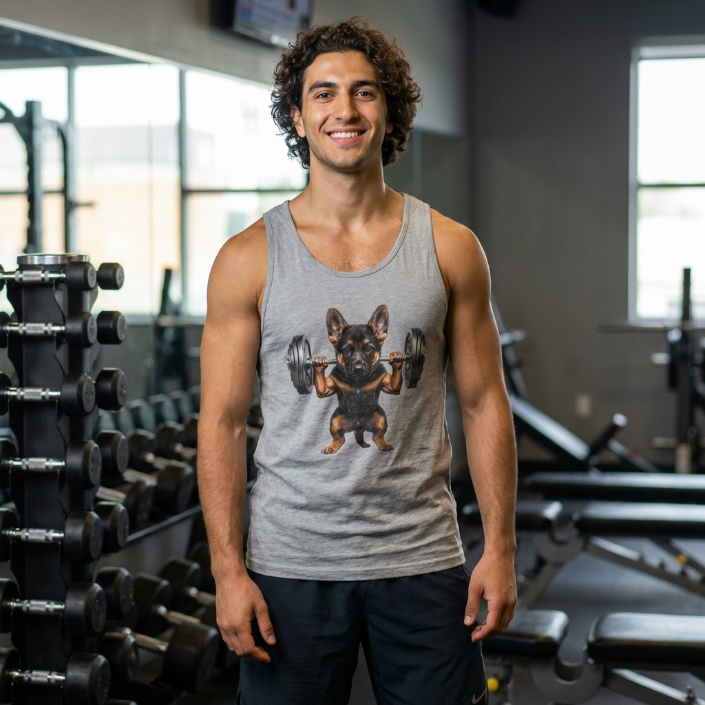 German Shepard Tank Grey - "Fetch Gains"