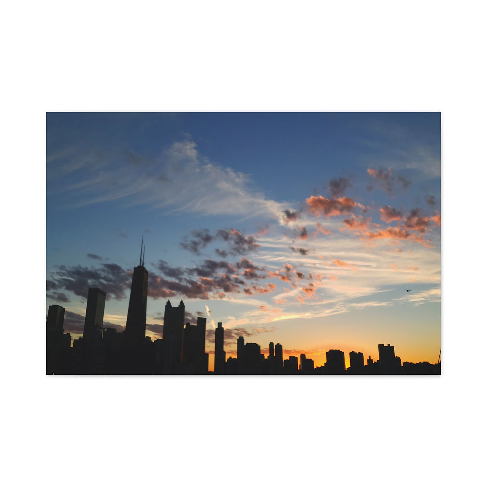 Thumbnail: Chicago Skyline Sunset Matte Canvas Print — Stretched Wall Art