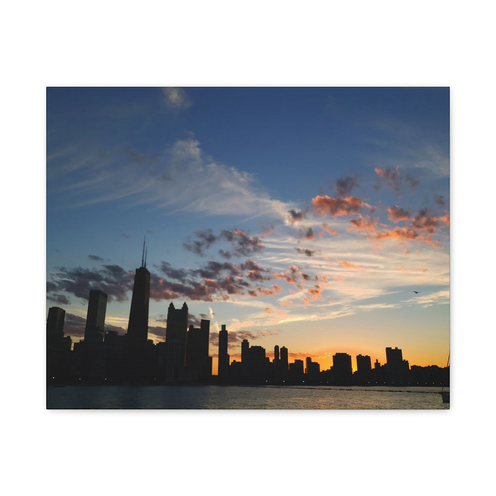 Thumbnail: Chicago Skyline Sunset Matte Canvas Print — Stretched Wall Art