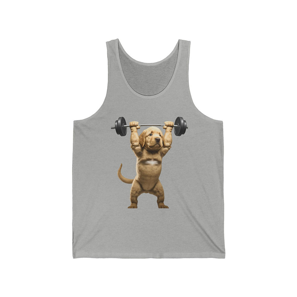Thumbnail: Gym Dog "Fetch Gains" Tank Top — Funny Golden Lab Tank