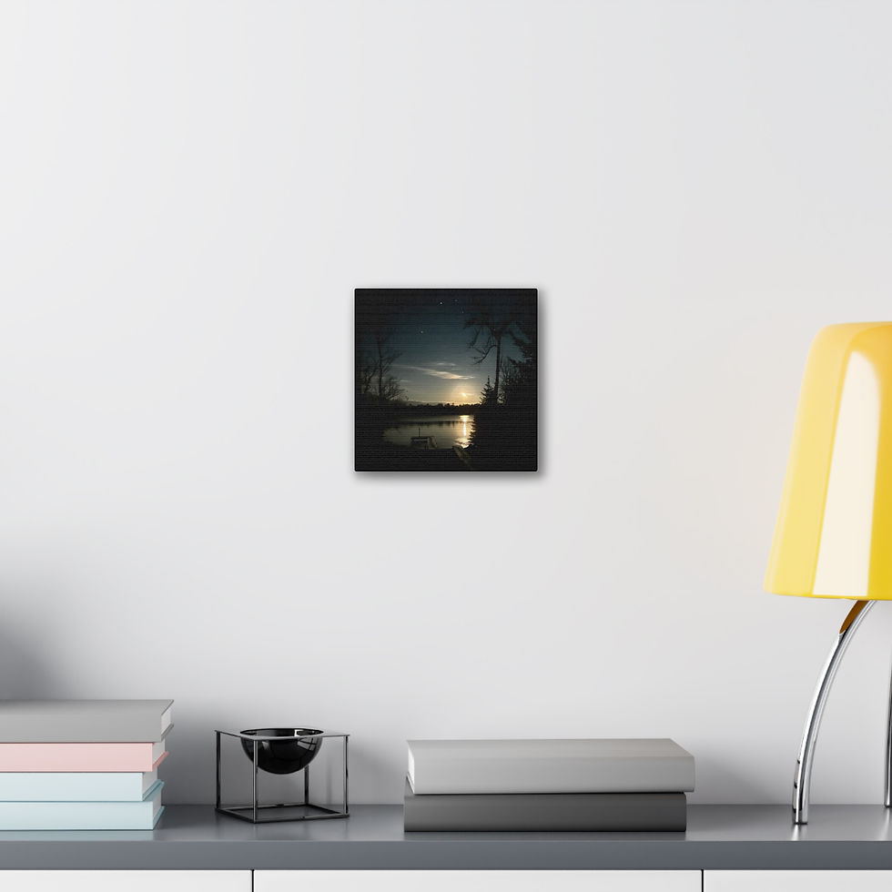 Thumbnail: Moonlit Lake Canvas Print — Nighttime Nature Wall Art