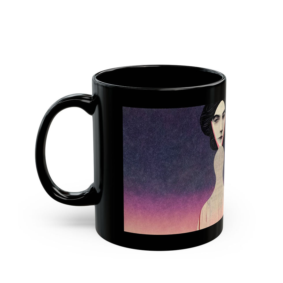 Thumbnail: Gothic Vintage Portrait Black Mug – Dual Ladies Art Coffee Cup (11oz/15oz)