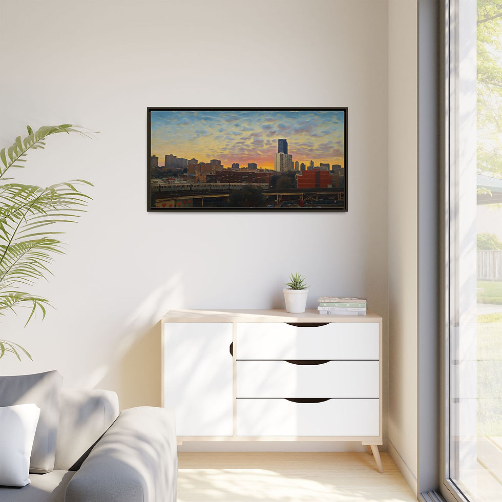 Thumbnail: Chicago City Skyline Sunset Matte Framed Canvas