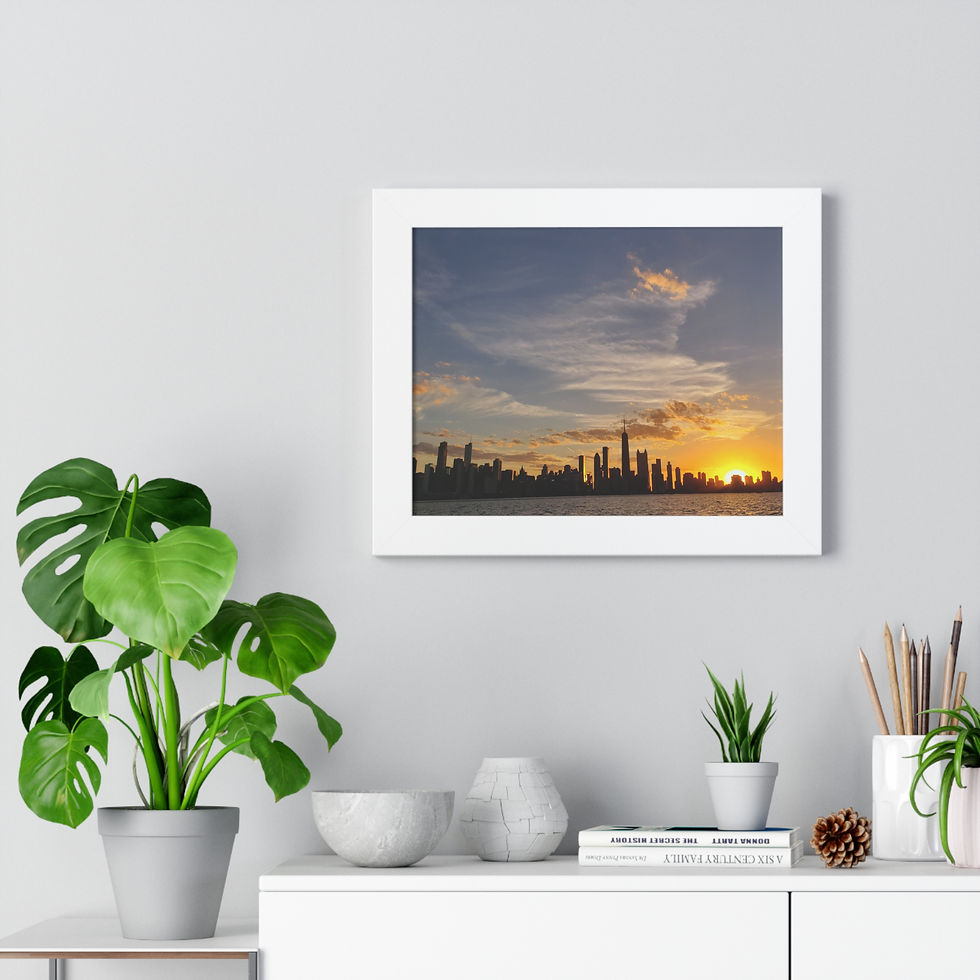Thumbnail: Chicago Skyline Sunset Framed Poster - Horizontal Wall Art