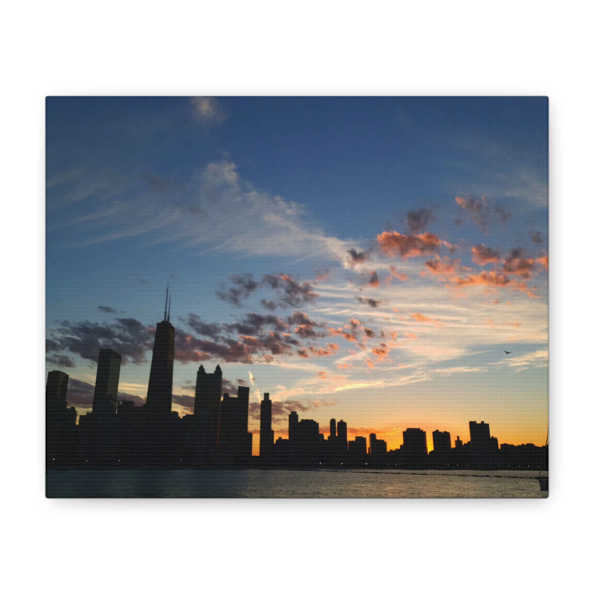 Chicago Skyline Sunset Matte Canvas Print — Stretched Wall Art