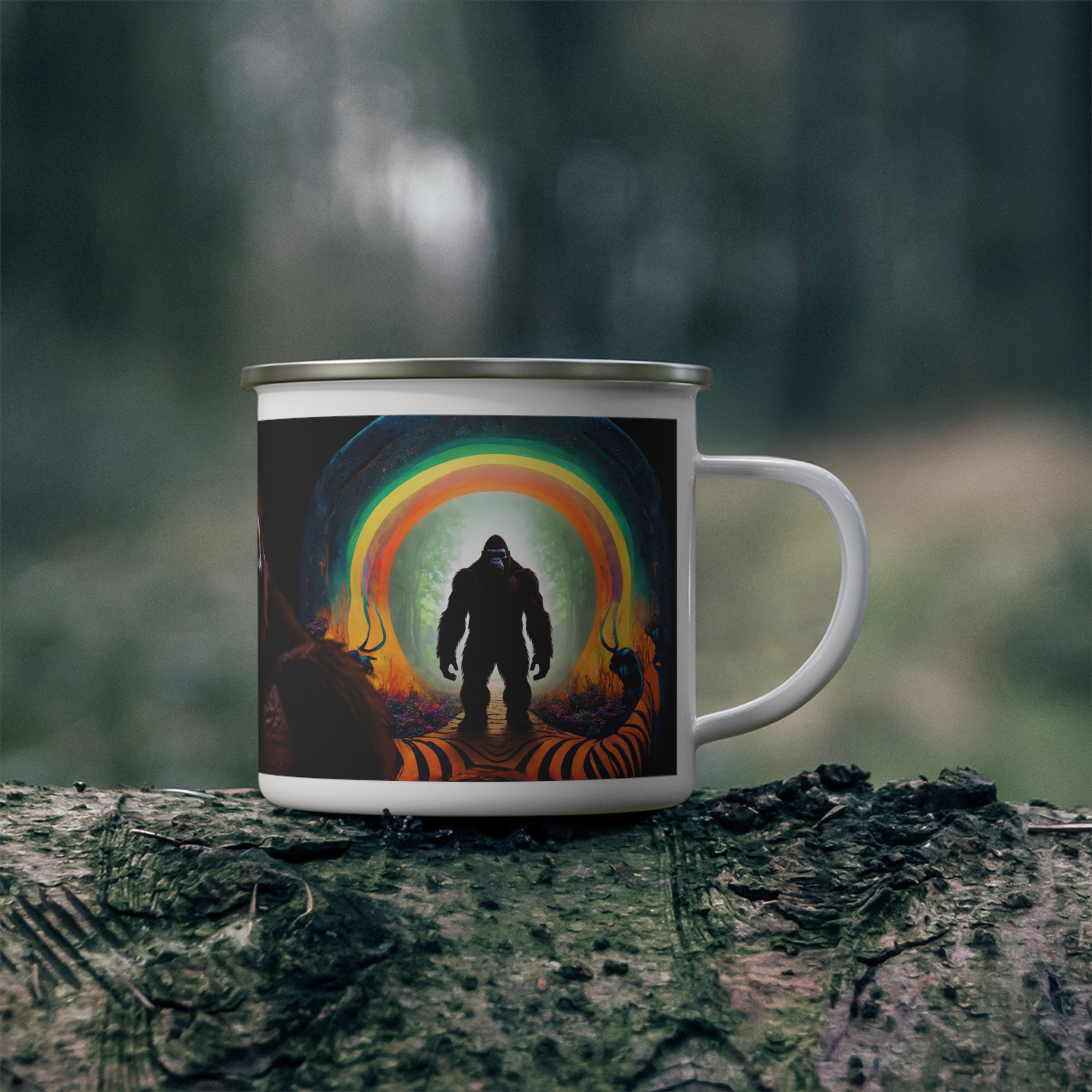Enamel Mug — Mystical Big Foot Portal Camping Cup