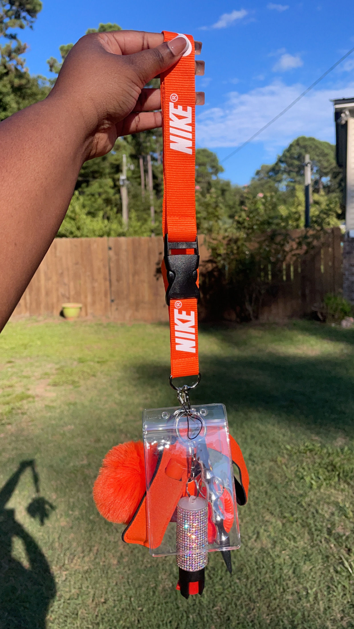 Orange Safety Nike Keychain