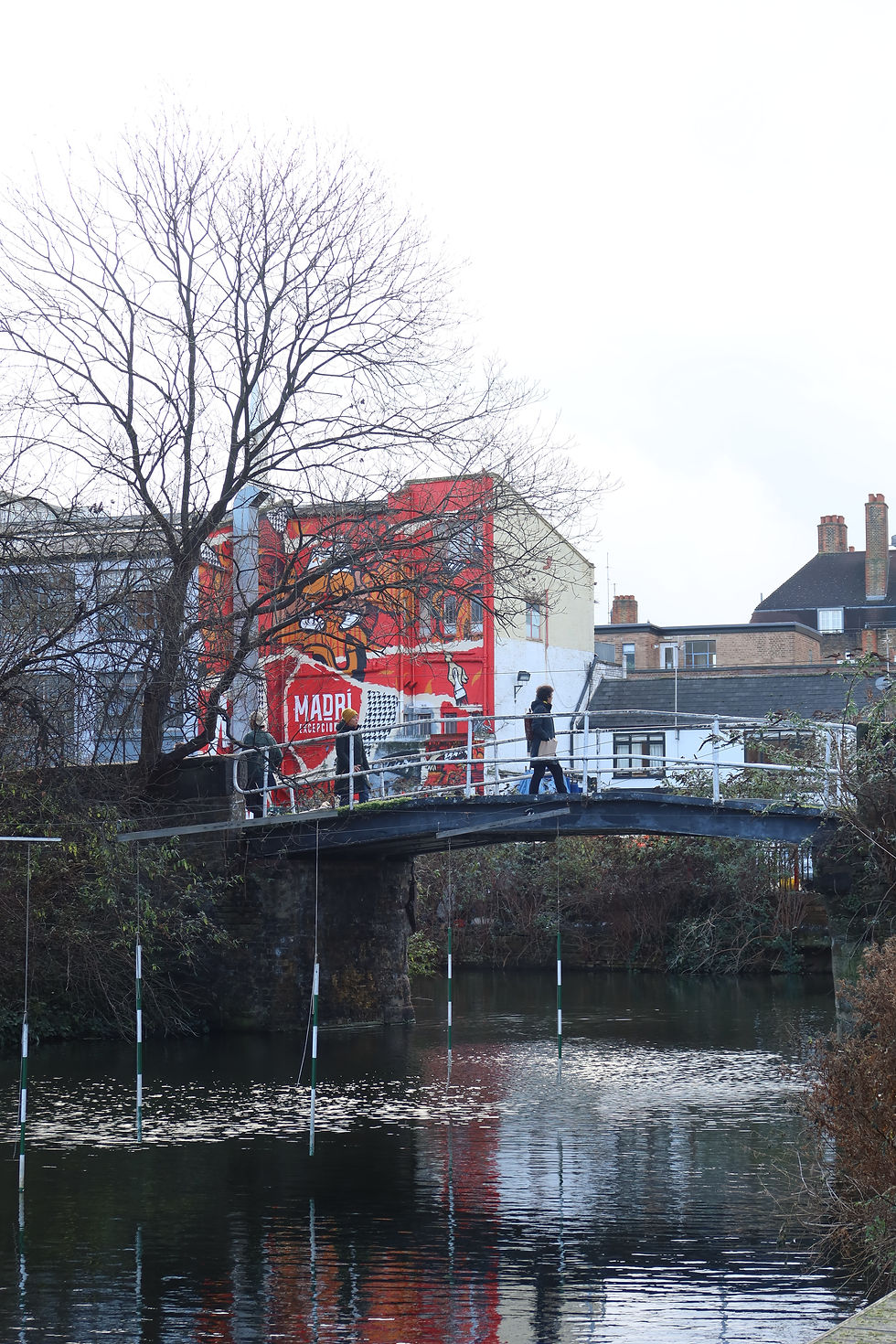 Image of Kingsland Towpath's pedestrian bridge, in East London