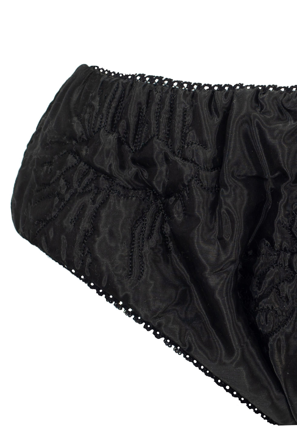 Thumbnail: BLACK PADDED ORGANZA MICRO SHORTS W/ QUILTED SIGNATURE LIPS DETAILS