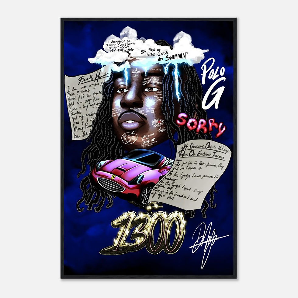 Miniaturbild: Polo G Hood Poet Edition Premium Matte Paper Wooden Framed Poster