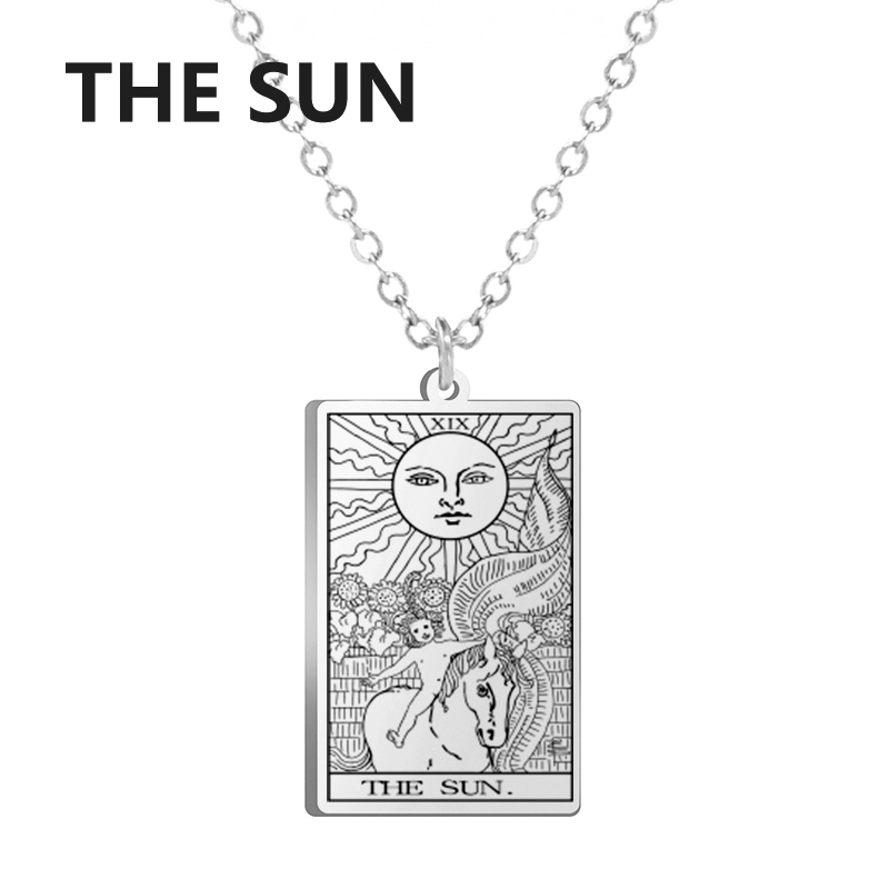 Thumbnail: Dawapara Tarot Cards Necklace Women Stainless Steel Necklace Wealth Amulet Class