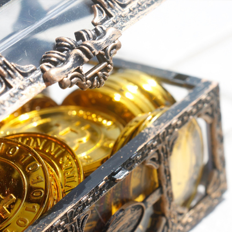 Thumbnail: Plastic Transparent Pirate Treasure Box Crystal Gem Jewelry Box Storage Organize