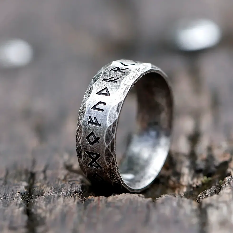 Thumbnail: YILUOCD Stainless Steel Viking Runes Ring for Men Women Vintage Nordic Celtic Kn