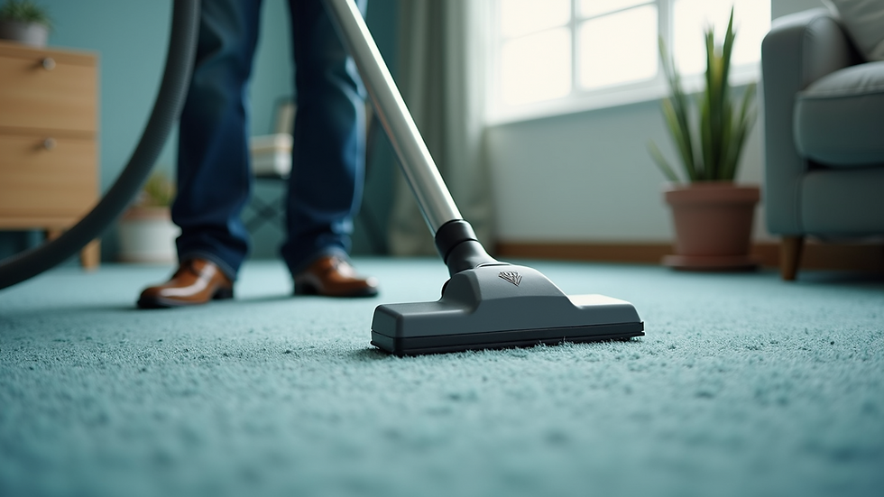 High angle view of carpet cleaning equipment