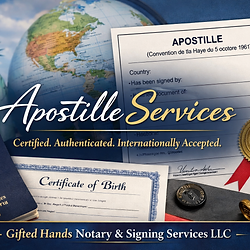 Apostille Services with passport, birth certificate, and official seal