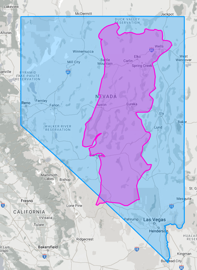 Map overlay of Portugal and Nevada