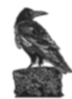 Thumbnail: Close up of Rook linocut printed in black ink