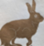 Thumbnail: Detail of Golden Hare linocut by Deborah Vass