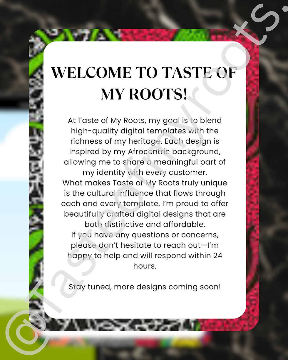 Welcome To Taste of My Roots!