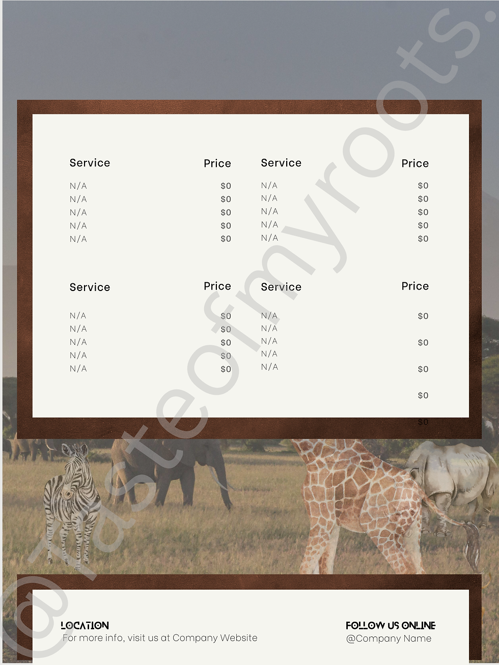 Thumbnail: Online/Physical Service Menu Page