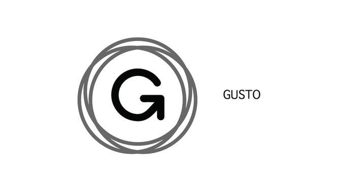 Gusto logo with the letter G and text Gusto in a circle.