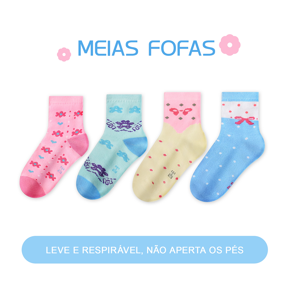 Miniatura: Frete grátis Kit 12 Pares Meias Infantis Femininas Meninas Desenho animado Conf