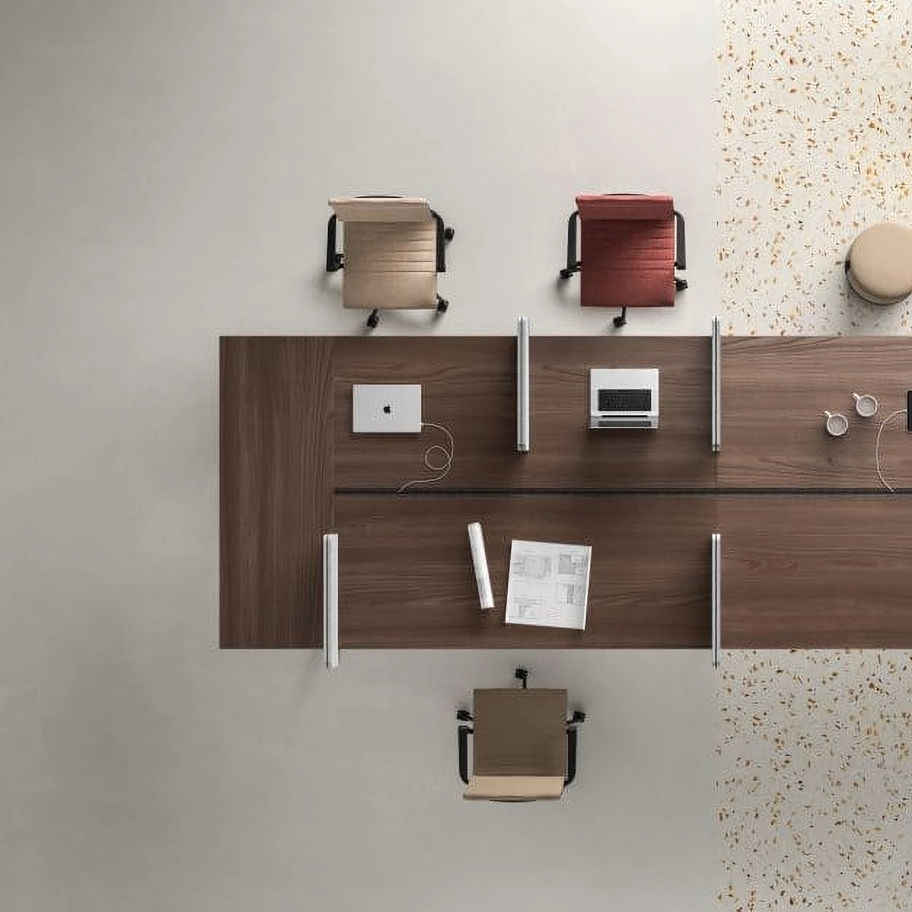Table de réunion Take-Off avec design contemporain et options de câblage intégré.