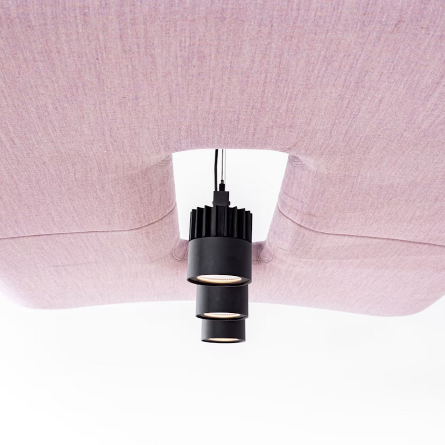 BuzziZepp Light, luminaire acoustique combinant éclairage et absorption sonore pour espaces conviviaux