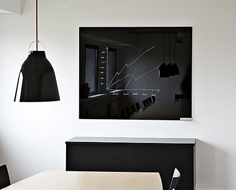 Chat Board sort glastavle med hvid skrift