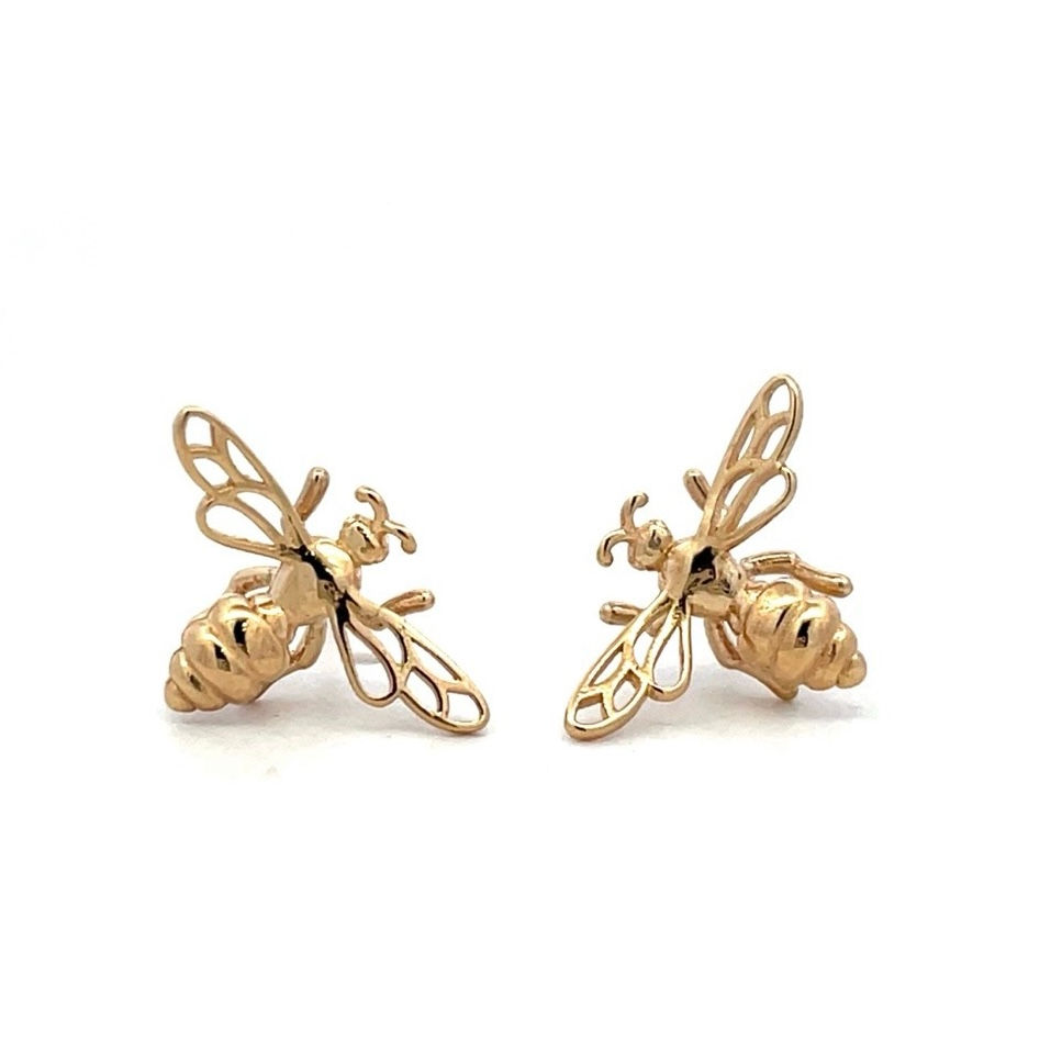 Gold Bee Stud Earrings 