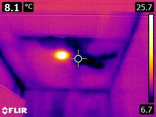 Thermal imaging showing temperature variation on ceiling during building inspection Christchurch