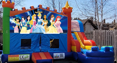 This is colorful Bouncy castle combo customized as "Princess"