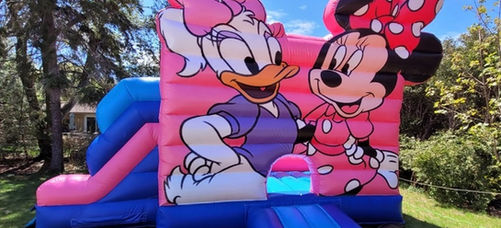 This vibrant Disney-themed inflatable features Minnie Mouse and Daisy Duck — perfect for young fans! It's a fun, colourful, and safe option for birthday parties and special events.