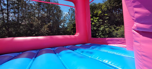 This is an interior view  of  the Disney-themed inflatable features Minnie Mouse and Daisy Duck 
