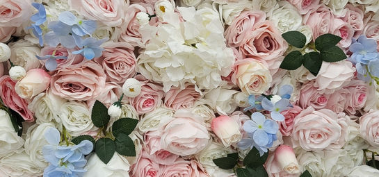 Pink and blue flower wall rental