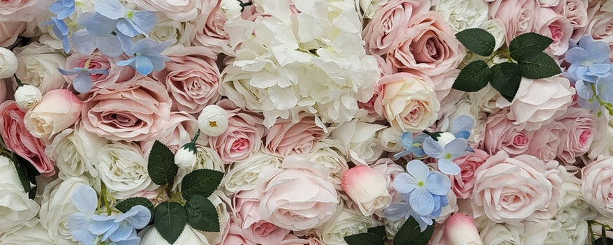Pink and blue flower wall rental