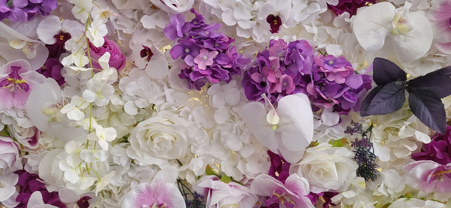 Lavender and white flower wall