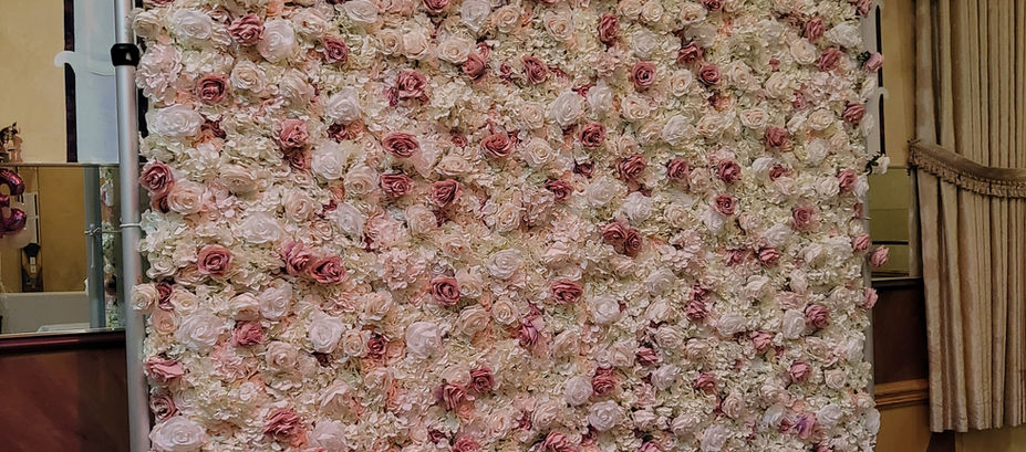 Pink and white floral wall rental