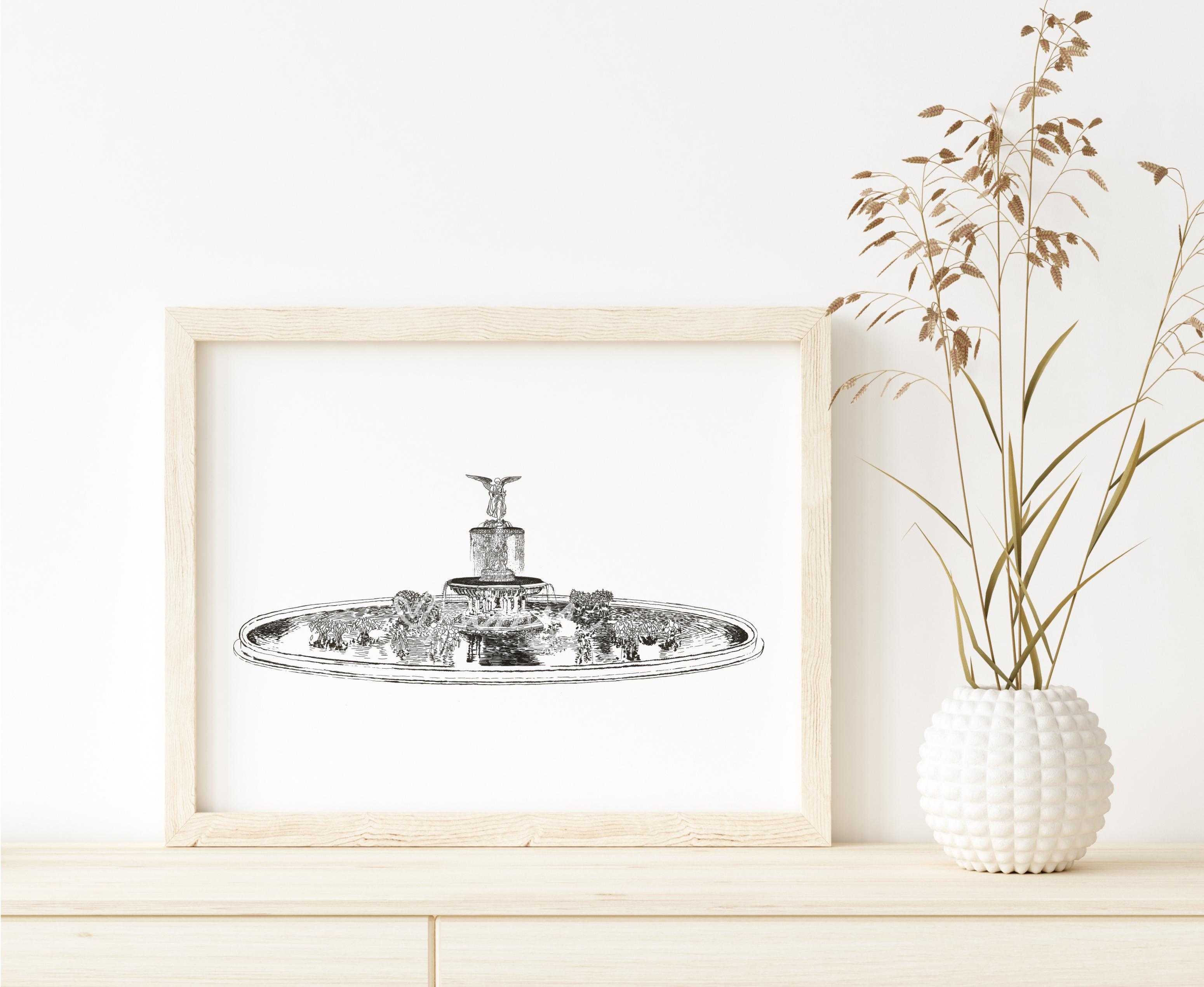 Bethesda Fountain Line Drawing