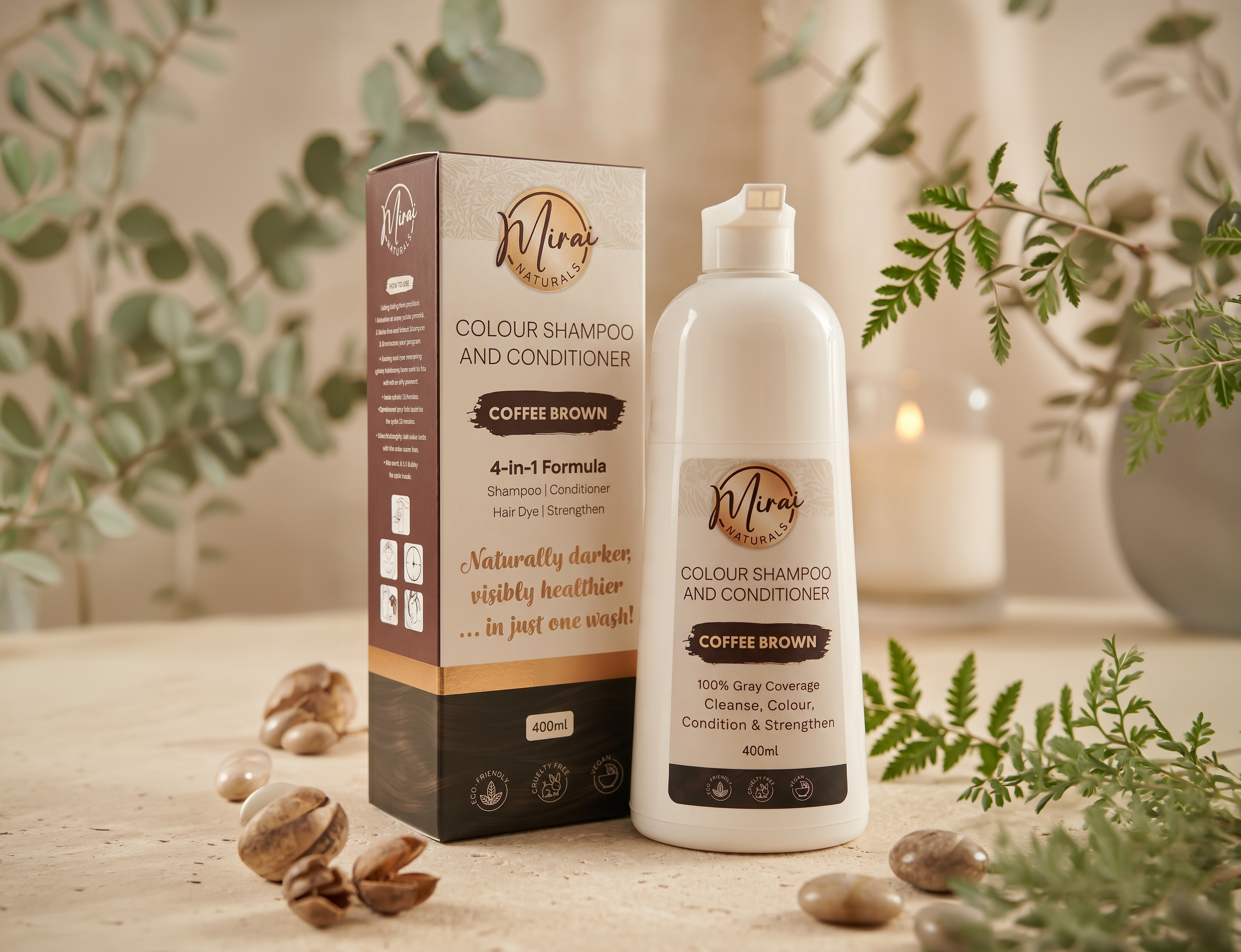 Mirai Naturals Colour Shampoo & Conditioner (Coffee Brown)