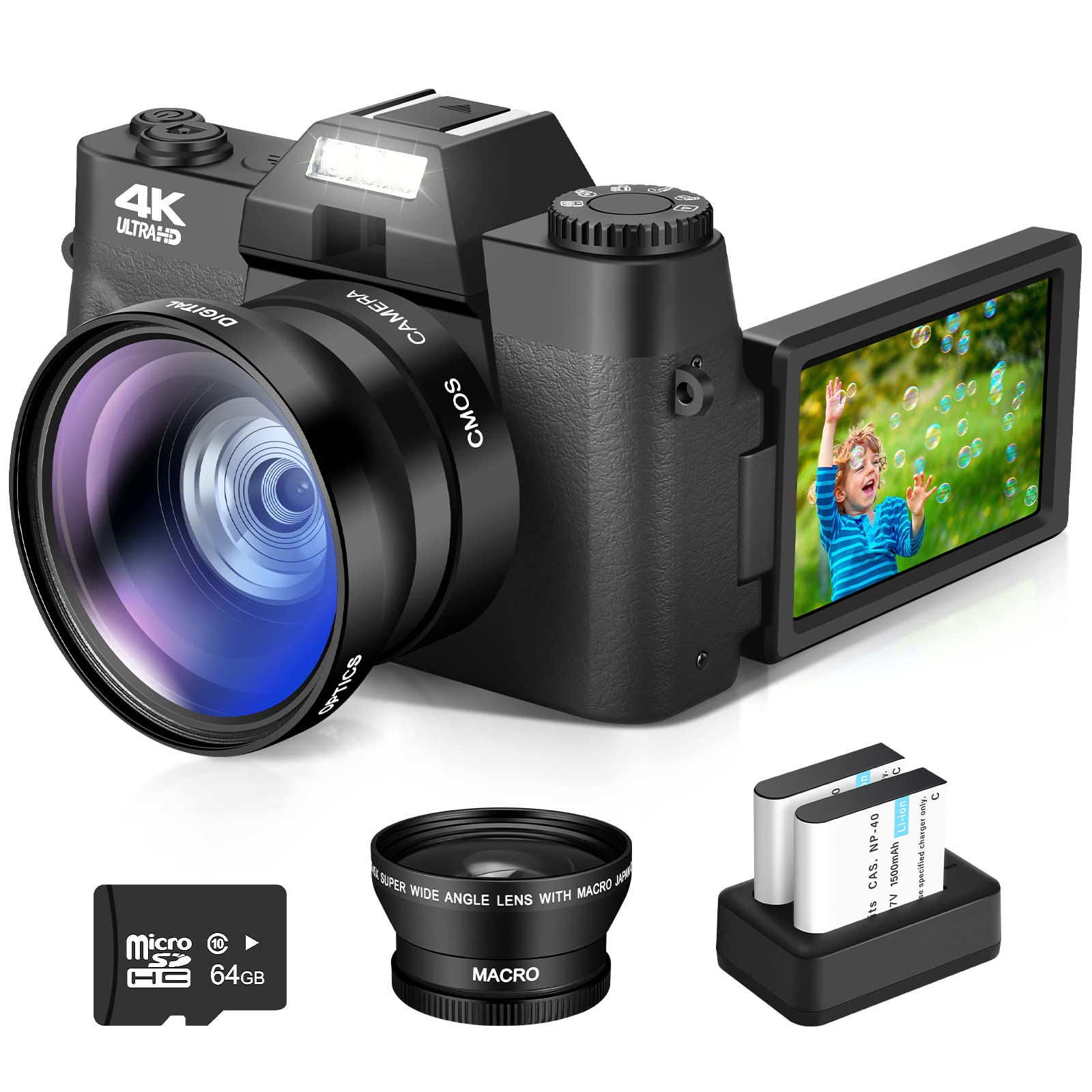 JUSTFX 4K Digital CameraVlogging Camera with WiFi for YouTubeAutofocus 16X Zoom 