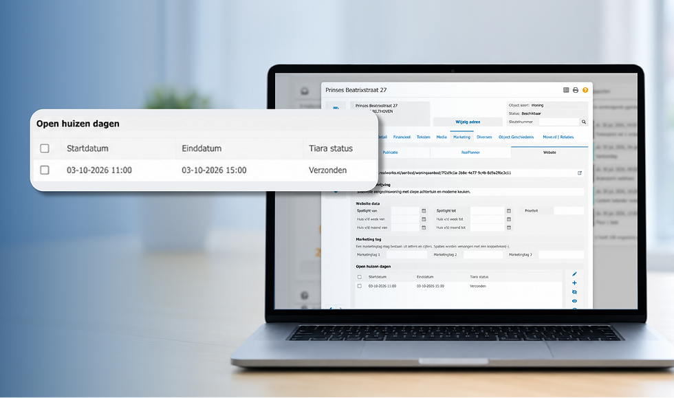 Open huizen dagen voortaan direct beheren in Realworks