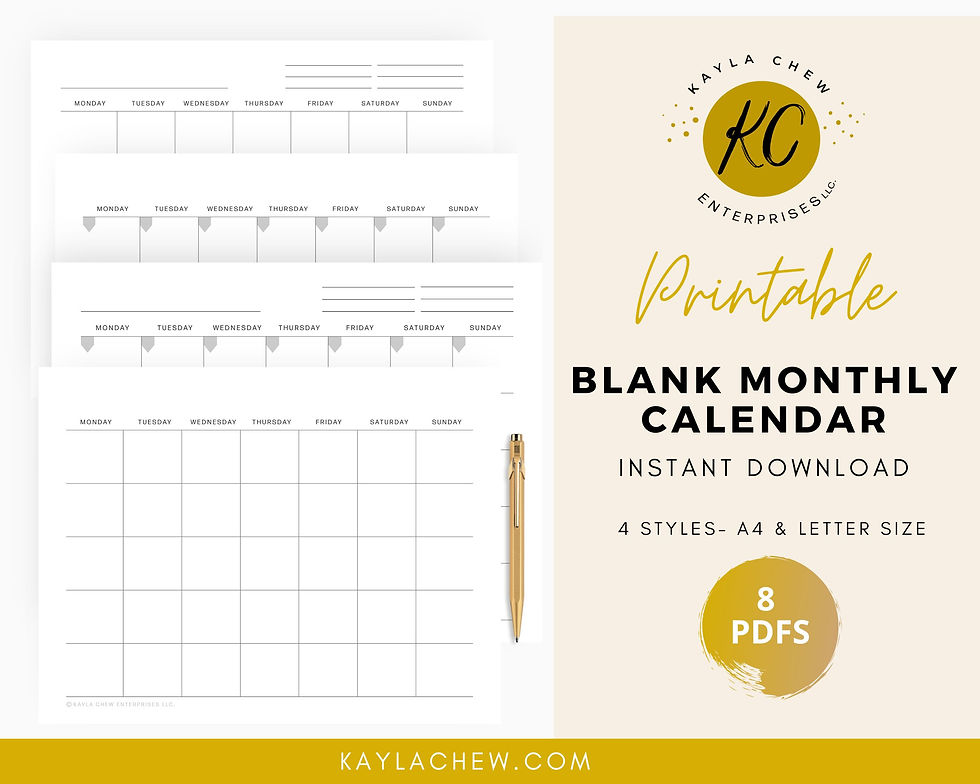 Thumbnail: undated printable calendar