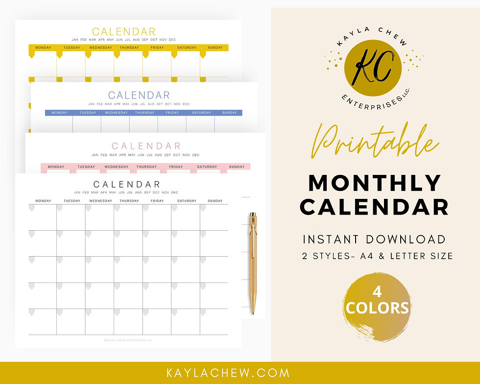 BLANK MONTHLY CALENDAR BUNDLE