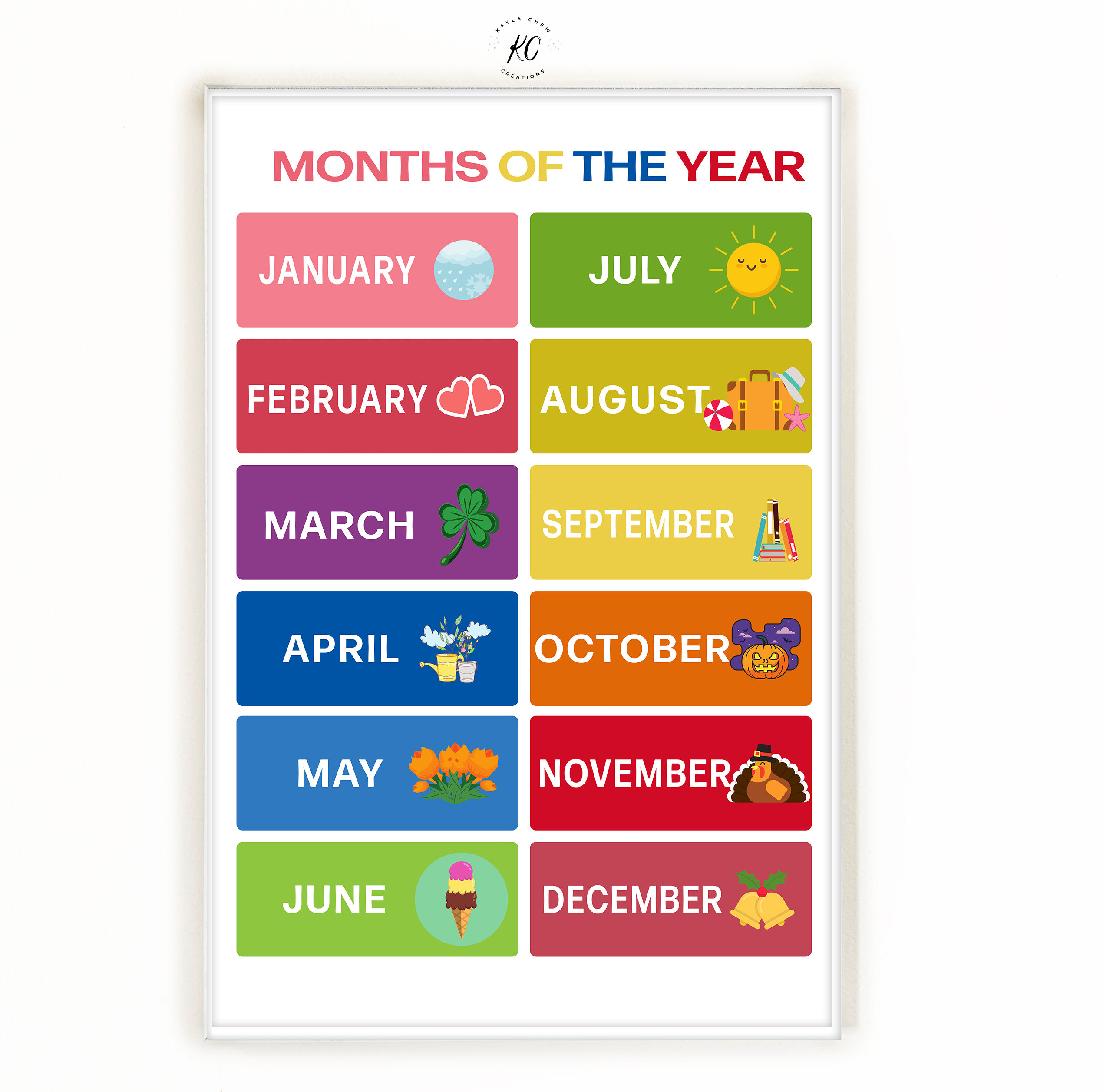 Months of the year Printable Poster